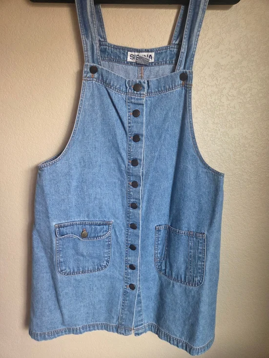 Vintage Sienna Denim Overall Dress Size Large - Picture 2 of 8